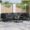 Zestaw Sof na Ogród z poduszką 7 pcs Czarny Aluminium