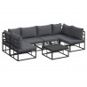 Zestaw Sof na Ogród z poduszką 7 pcs Czarny Aluminium