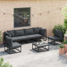 Zestaw Sof na Ogród z poduszką 7 pcs Czarny Aluminium