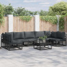 Zestaw Sof na Ogród z poduszką 7 pcs Czarny Aluminium