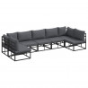 Zestaw Sof na Ogród z poduszką 7 pcs Czarny Aluminium