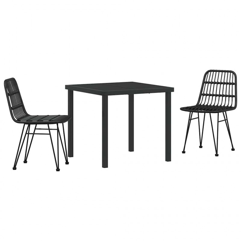 Zestaw do jadalni w ogrodzie 3 pcs Czarny