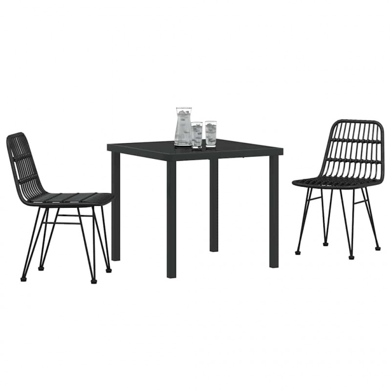 Zestaw do jadalni w ogrodzie 3 pcs Czarny