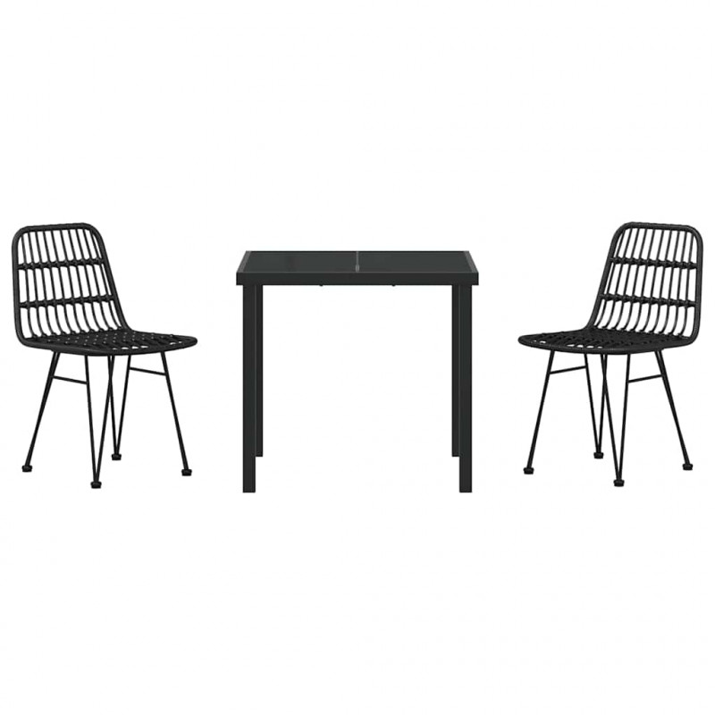 Zestaw do jadalni w ogrodzie 3 pcs Czarny