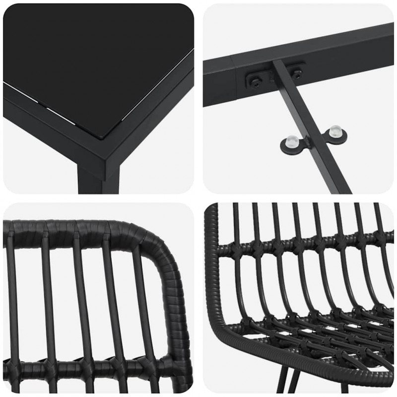Zestaw do jadalni w ogrodzie 3 pcs Czarny