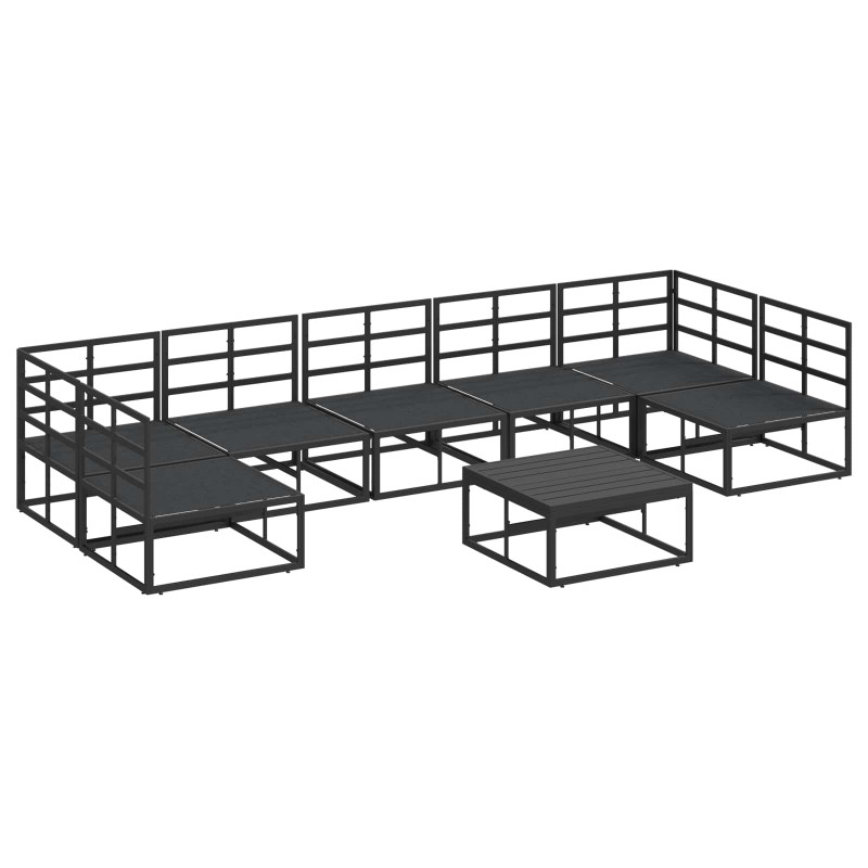 Zestaw Sof na Ogród z poduszką 8 pcs Czarny Aluminium
