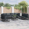 Zestaw Sof na Ogród z poduszką 8 pcs Czarny Aluminium