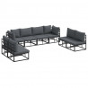 Zestaw Sof na Ogród z poduszką 8 pcs Czarny Aluminium