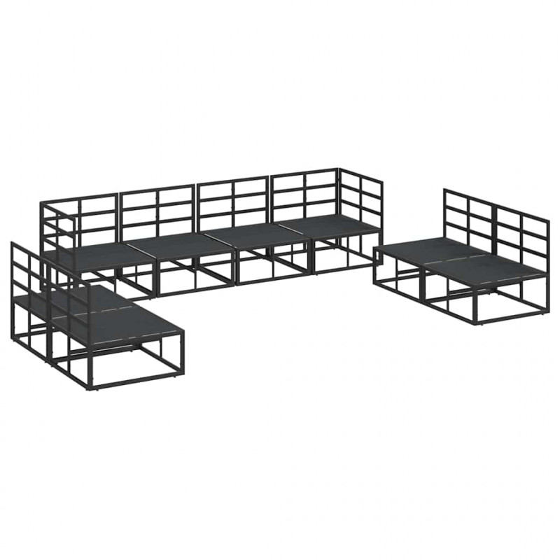 Zestaw Sof na Ogród z poduszką 8 pcs Czarny Aluminium
