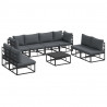 Zestaw Sof na Ogród z poduszką 9 pcs Czarny Aluminium