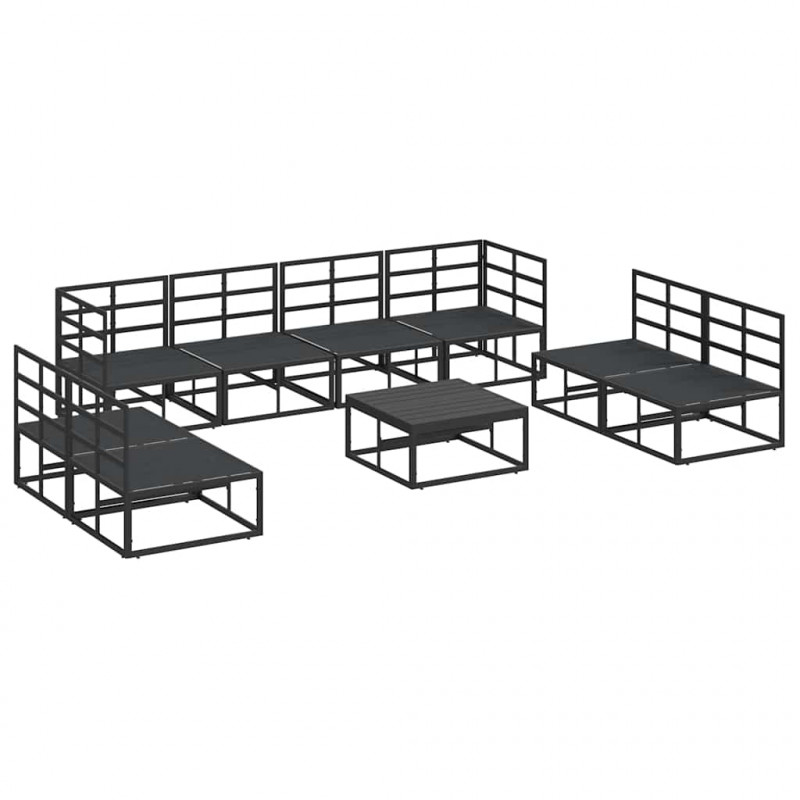 Zestaw Sof na Ogród z poduszką 9 pcs Czarny Aluminium