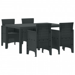 Zestaw do jadalni w ogrodzie 5 pcs Antracyt Rattan Polt