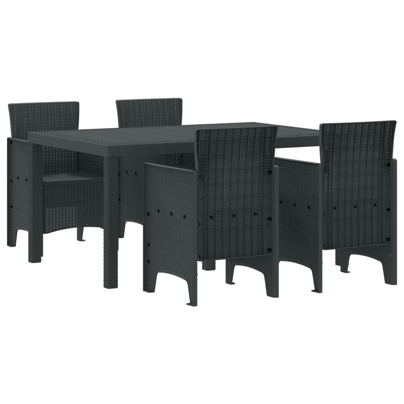 Zestaw do jadalni w ogrodzie 5 pcs Antracyt Rattan Polt
