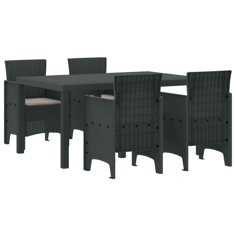 Zestaw do jadalni w ogrodzie 5 pcs Antracyt Rattan Polt