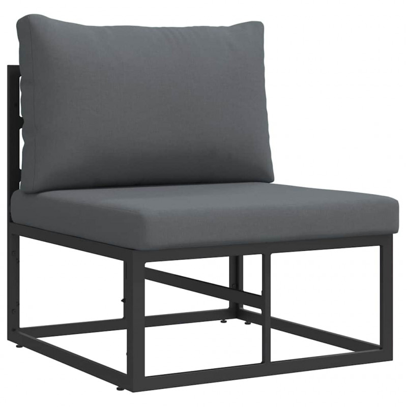 Zestaw Sof na Ogród z poduszką 4 pcs Czarny Aluminium