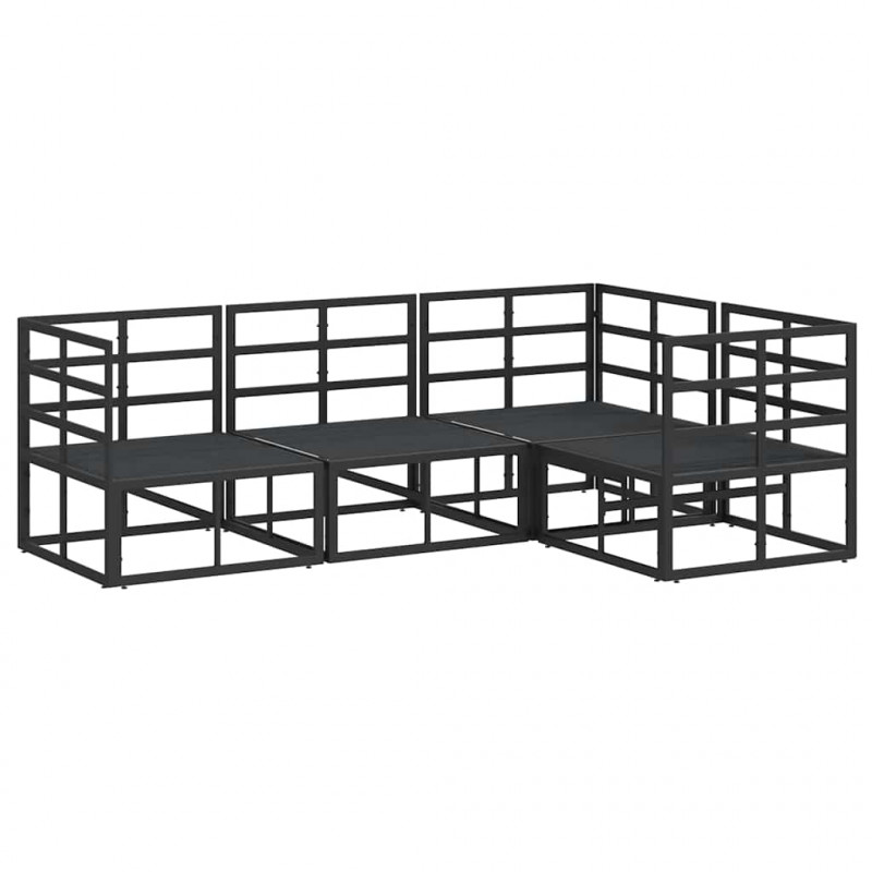 Zestaw Sof na Ogród z poduszką 4 pcs Czarny Aluminium