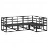 Zestaw Sof na Ogród z poduszką 4 pcs Czarny Aluminium