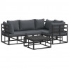 Zestaw Sof na Ogród z poduszką 5 pcs Czarny Aluminium