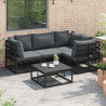 Zestaw Sof na Ogród z poduszką 5 pcs Czarny Aluminium