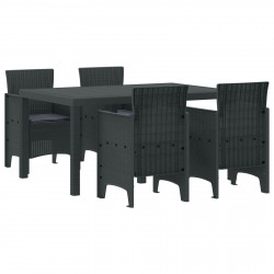 Zestaw do jadalni w ogrodzie 5 pcs Antracyt Rattan Polt