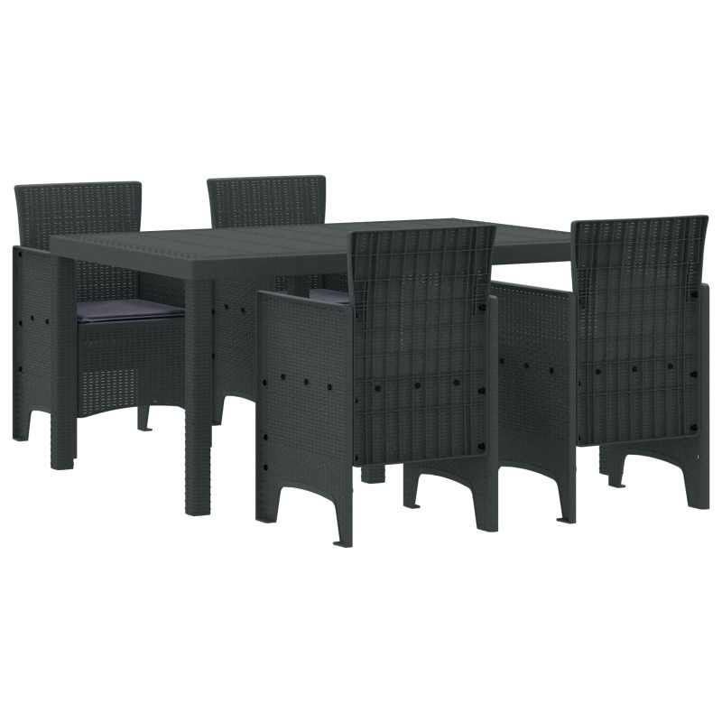 Zestaw do jadalni w ogrodzie 5 pcs Antracyt Rattan Polt