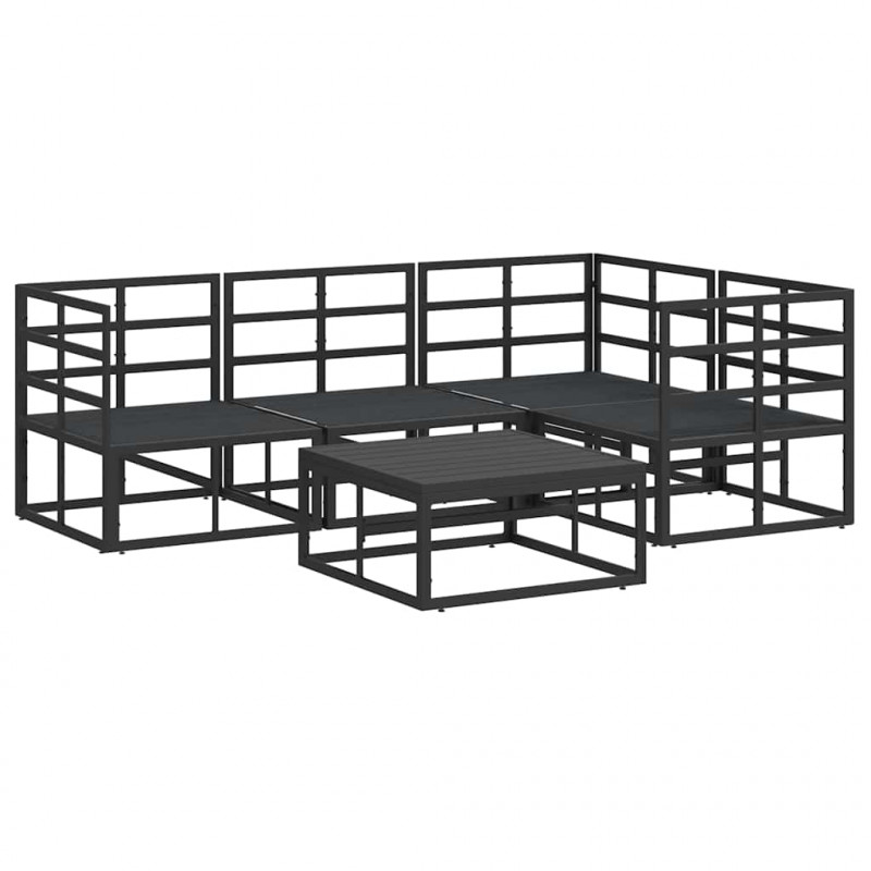 Zestaw Sof na Ogród z poduszką 5 pcs Czarny Aluminium