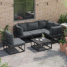 Zestaw Sof na Ogród z poduszką 5 pcs Czarny Aluminium