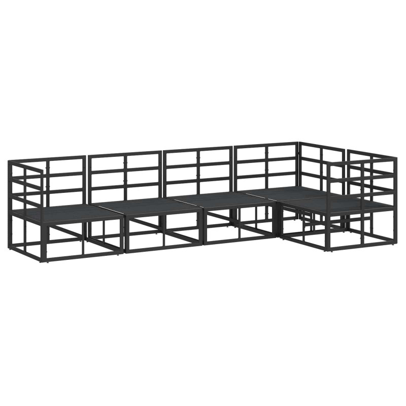 Zestaw Sof na Ogród z poduszką 5 pcs Czarny Aluminium