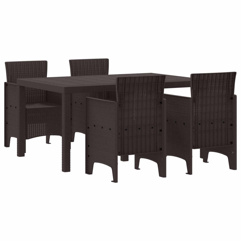 Zestaw do jadalni w ogrodzie 5 pcs Brązowy Rattan Polt