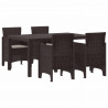 Zestaw do jadalni w ogrodzie 5 pcs Brązowy Rattan Polt