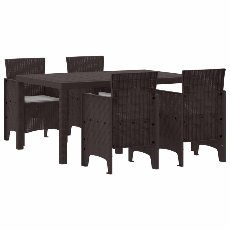 Zestaw do jadalni w ogrodzie 5 pcs Brązowy Rattan Polt