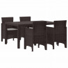 Zestaw do jadalni w ogrodzie 5 pcs Brązowy Rattan Polt