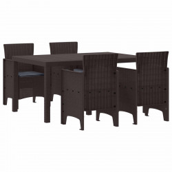 Zestaw do jadalni w ogrodzie 5 pcs Brązowy Rattan Polt