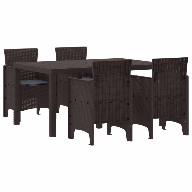 Zestaw do jadalni w ogrodzie 5 pcs Brązowy Rattan Polt