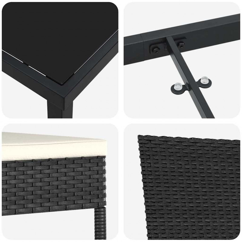 Zestaw do jadalni w ogrodzie 3 pcs Czarny