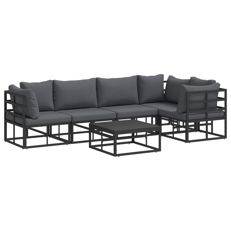 Zestaw Sof na Ogród z poduszką 6 pcs Czarny Aluminium