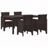 Zestaw do jadalni w ogrodzie 5 pcs Brązowy Rattan Polt