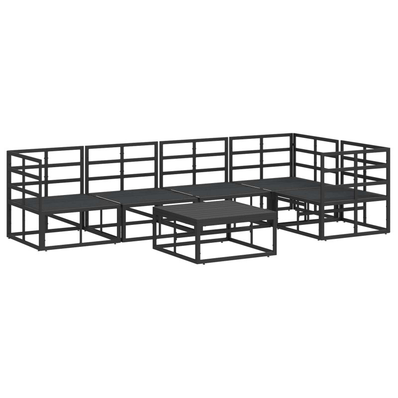 Zestaw Sof na Ogród z poduszką 6 pcs Czarny Aluminium