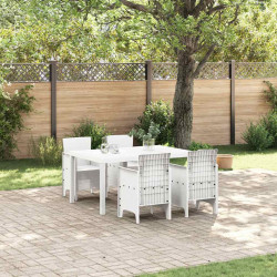 Zestaw do jadalni w ogrodzie 5 pcs Biały Rattan Polt