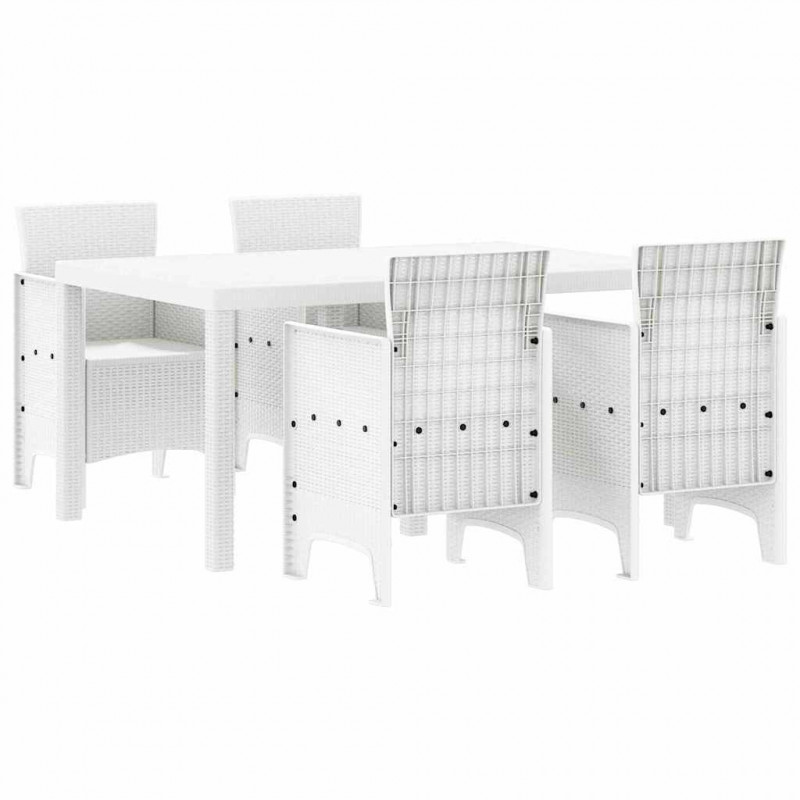 Zestaw do jadalni w ogrodzie 5 pcs Biały Rattan Polt