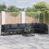 Zestaw Sof na Ogród z poduszką 6 pcs Czarny Aluminium