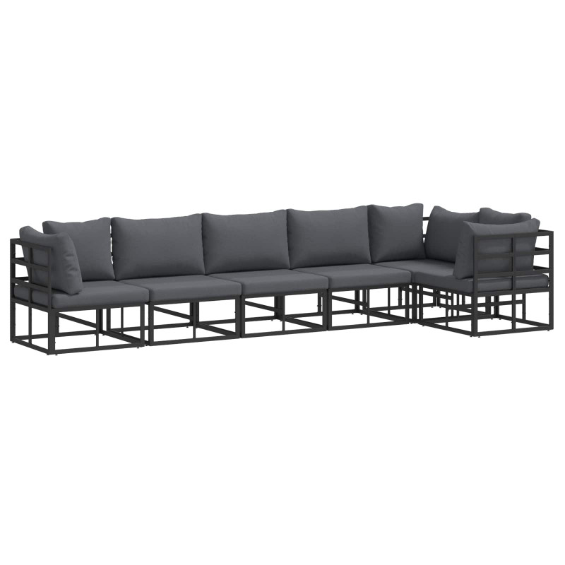Zestaw Sof na Ogród z poduszką 6 pcs Czarny Aluminium