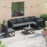Zestaw Sof na Ogród z poduszką 6 pcs Czarny Aluminium