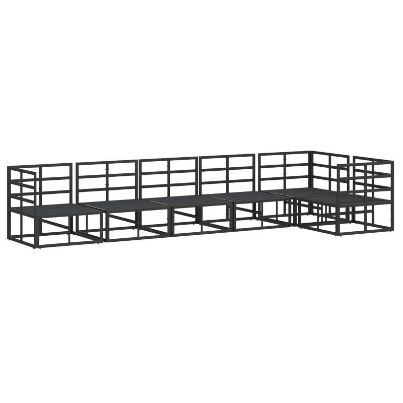 Zestaw Sof na Ogród z poduszką 6 pcs Czarny Aluminium