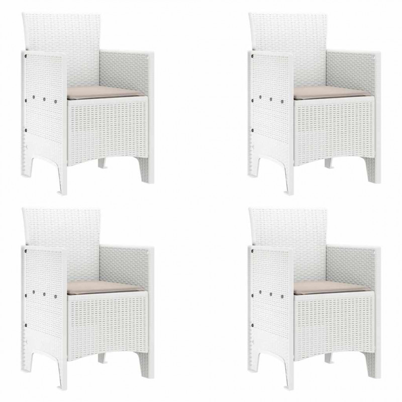 Zestaw do jadalni w ogrodzie 5 pcs Biały Rattan Polt