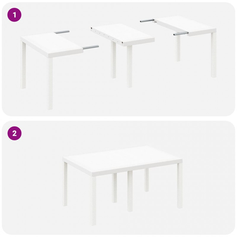 Zestaw do jadalni w ogrodzie 5 pcs Biały Rattan Polt