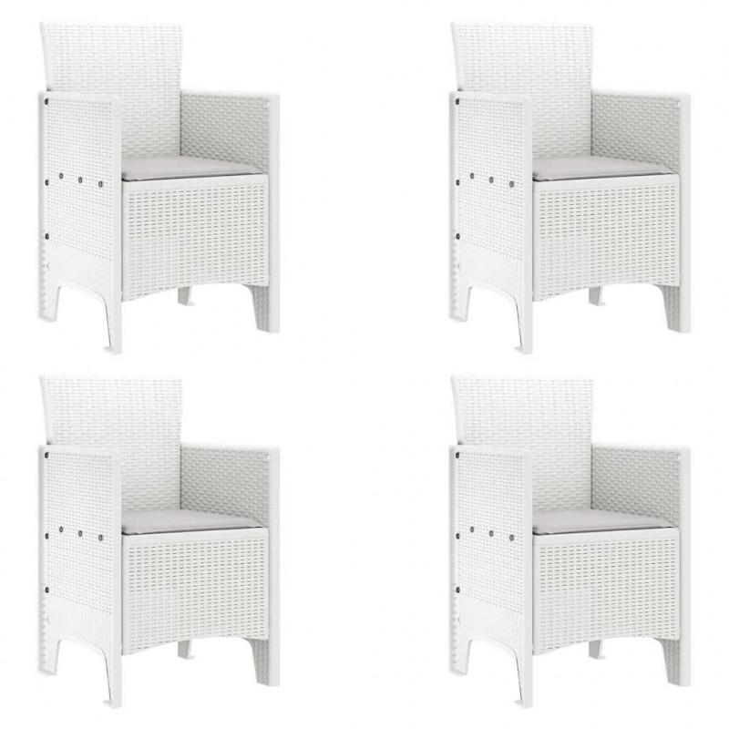 Zestaw do jadalni w ogrodzie 5 pcs Biały Rattan Polt
