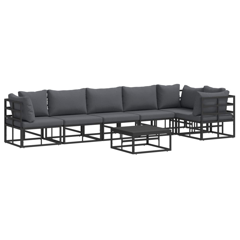 Zestaw Sof na Ogród z poduszką 7 pcs Czarny Aluminium
