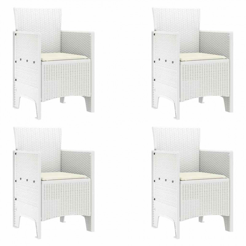Zestaw do jadalni w ogrodzie 5 pcs Biały Rattan Polt