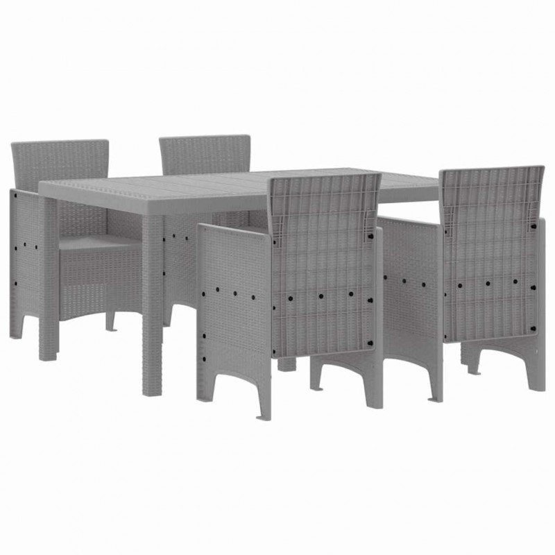 Zestaw do jadalni w ogrodzie 5 pcs Jasnoszary Rattan Polt